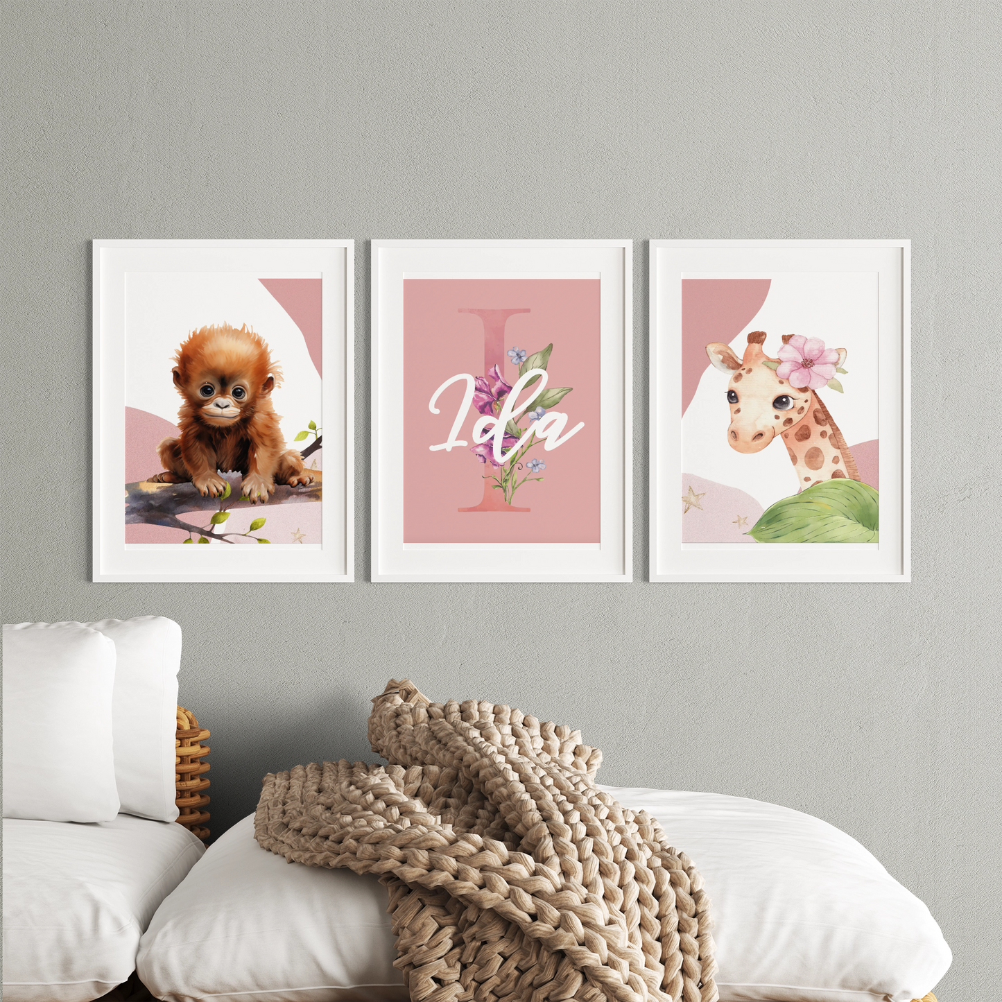 Personalisiertes Kinderzimmer Poster Set mit Namen & Wunschtieren