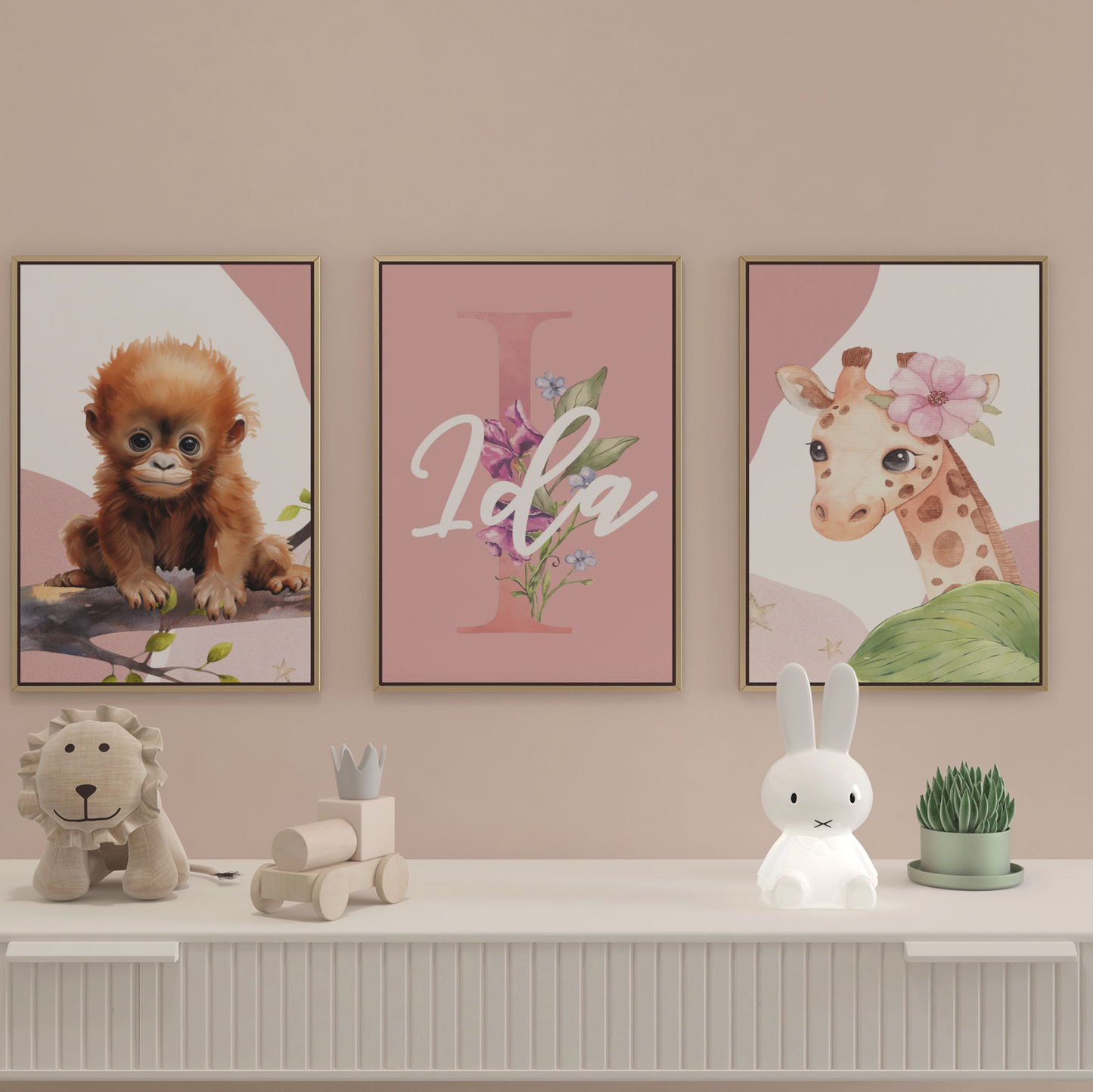 Personalisiertes Kinderzimmer Poster Set mit Namen & Wunschtieren