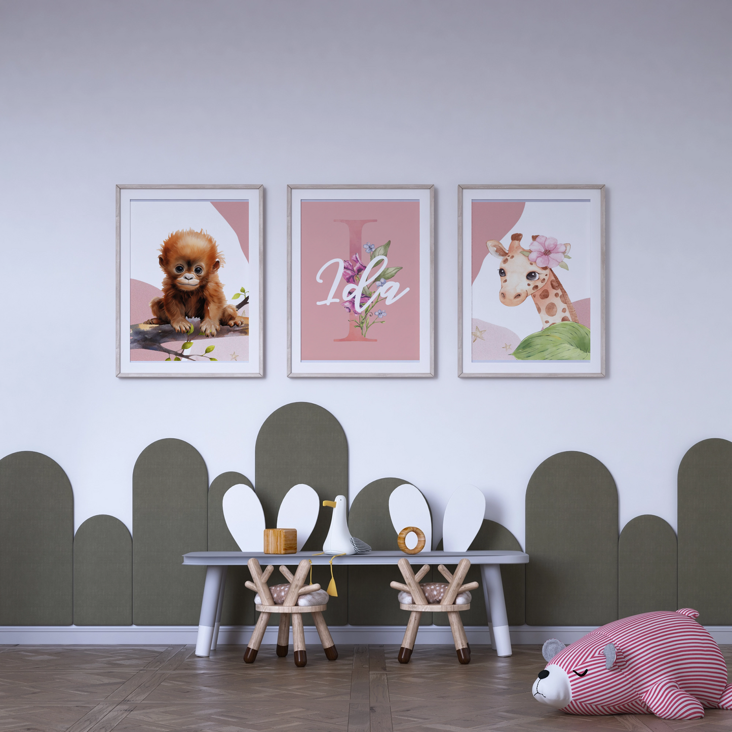 Personalisiertes Kinderzimmer Poster Set mit Namen & Wunschtieren